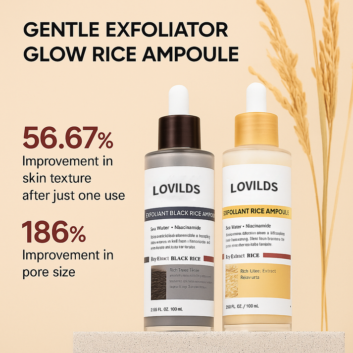 Final 3 Hours: 60%OFF🔥 LOVILDS™ Glow RiceAmpoule Duo -Serums for BrighteningExfoliating, and Moisturizing