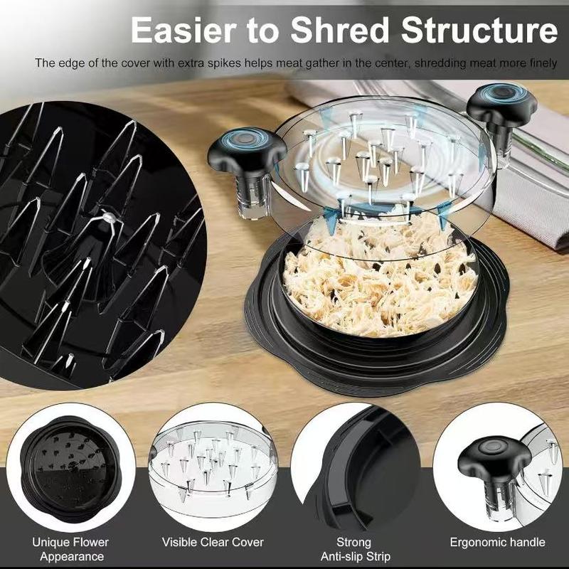 Chicken Shredder, 2025 Pro Chicken Breast Shredder Tool Twist Large, Visible Meat Shredder Machine with Widened Anti Slip Mat Fix, Suitable for Tocas, Buffalo Chicken Dip, Dishwasher Washable