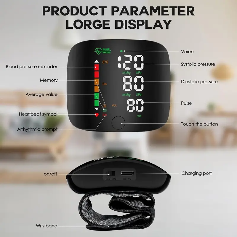 Juxek Wrist Blood Pressure Monitor—Health Monitoring Adjustable