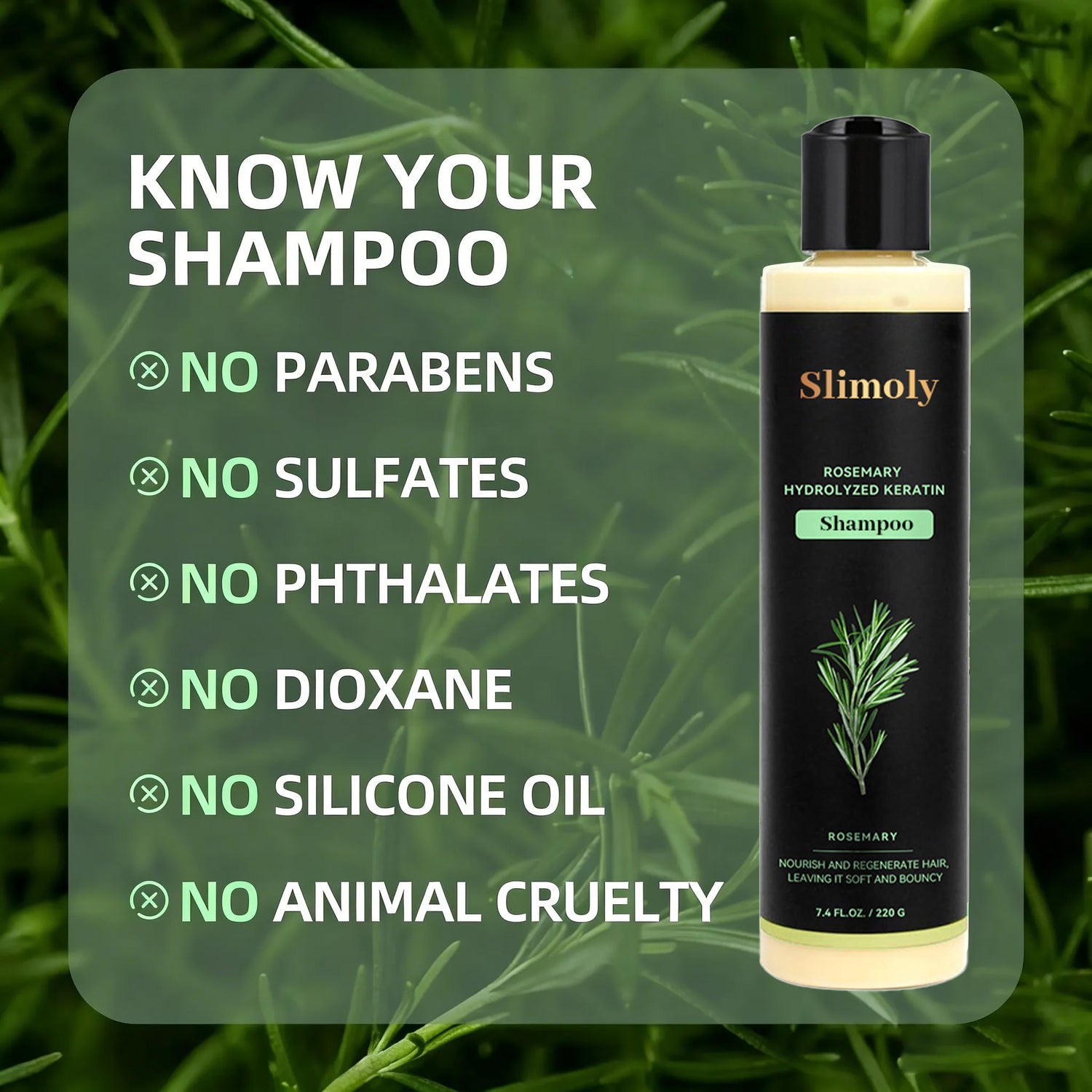 Slimoly® Rosemary Hydrolyzed Keratin Shampoo